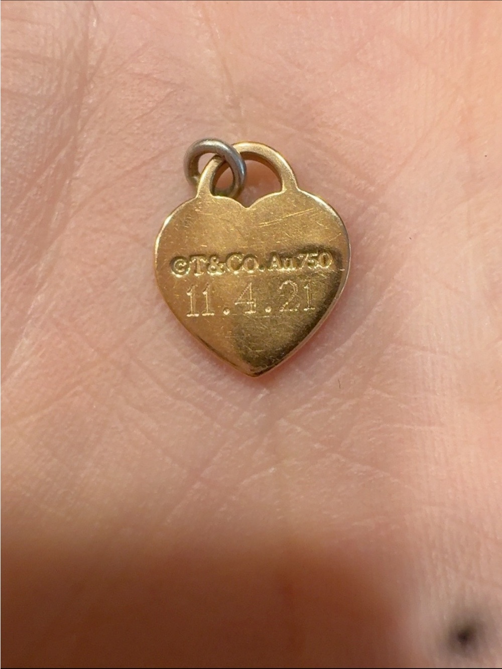 Tiffany & Co. Rose Gold Heart Padlock Charm with Engraved Date